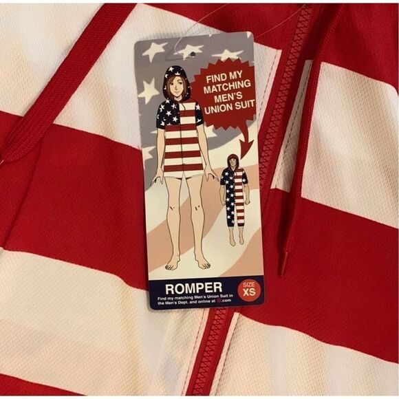 Briefly Stated Americana Romper Size XS New with Tags Patriotic Red White Blue - Picture 3 of 6